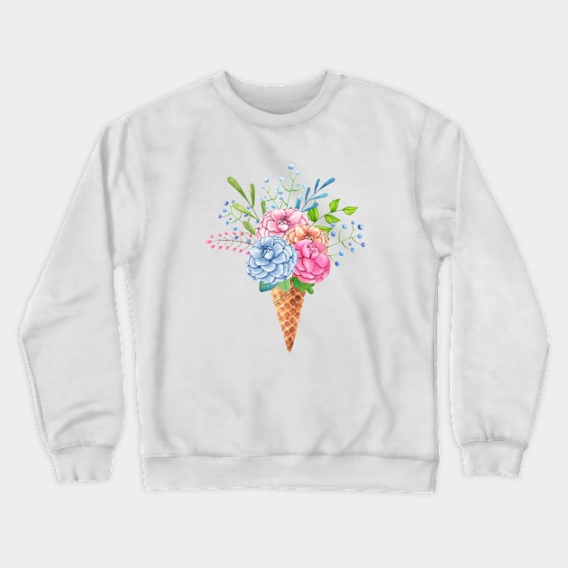 Floral ice cream cone Crewneck Sweatshirt by Nopi Pantelidou